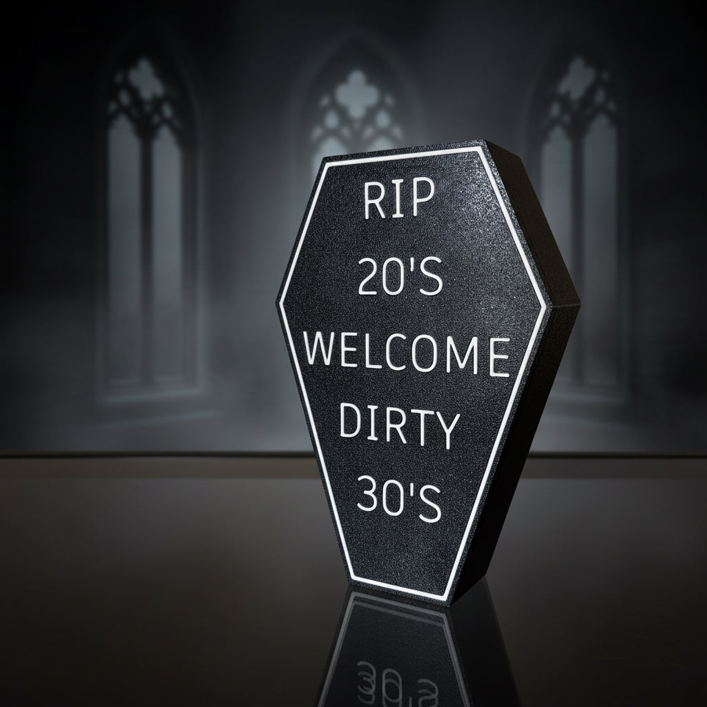 RIP 20’s – Welcome Dirty 30’s Geschenkbox – lustige Geburtstagsbox, witziges Geschenk zum 30. Geburtstag |
