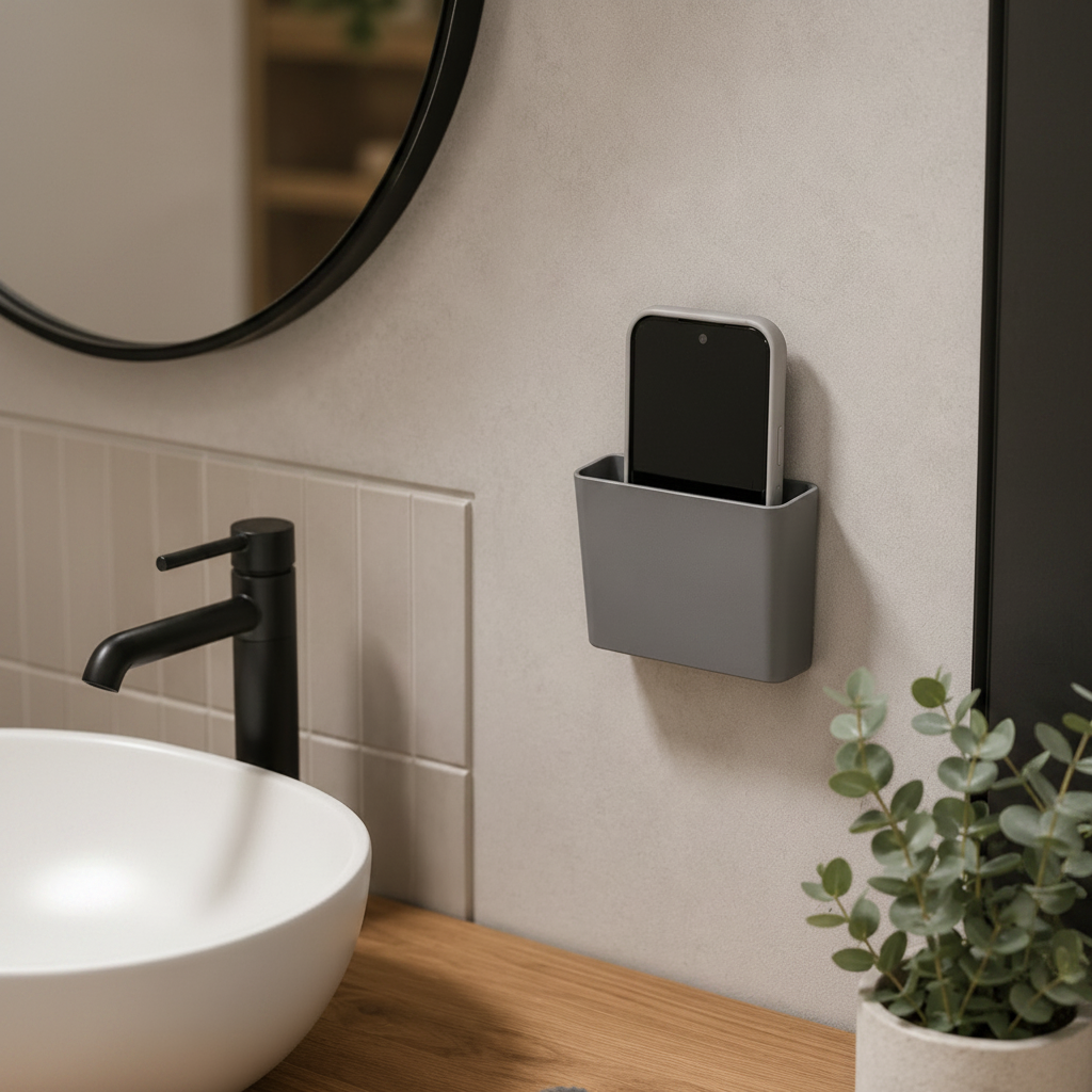 Smartphone Wand-Ablage zum Ankleben – Handy-Halter ohne Bohren für Bad, Küche & WC