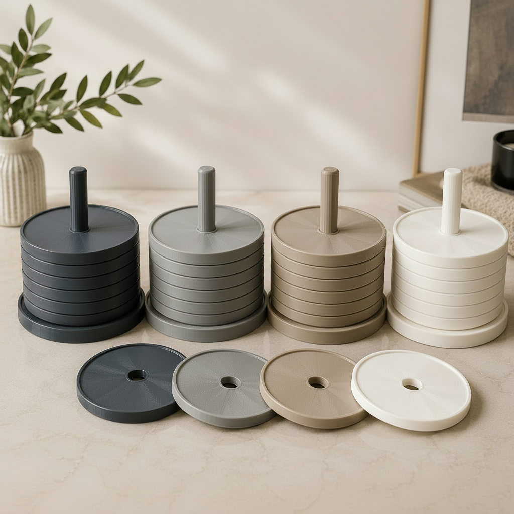 Untersetzer-Set mit Halter – 7 runde Glasuntersetzer für Tisch & Wohnzimmer