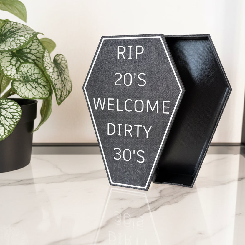 RIP 20’s – Welcome Dirty 30’s Geschenkbox – lustige Geburtstagsbox, witziges Geschenk zum 30. Geburtstag |