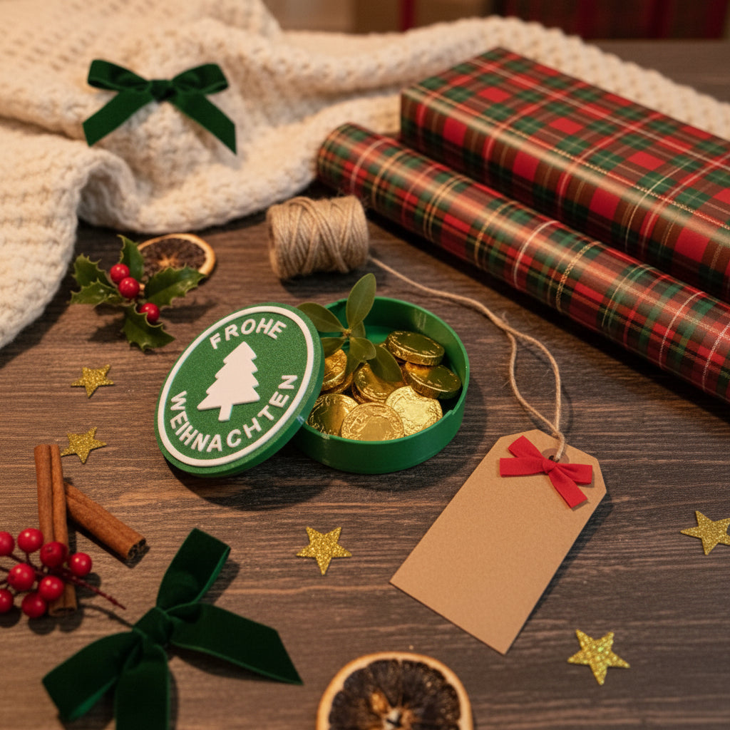 Weihnachts-Geschenkbox „Frohe Weihnachten“ – Personalisierbare Geschenkverpackung für Geld, Schmuck & Gutscheine