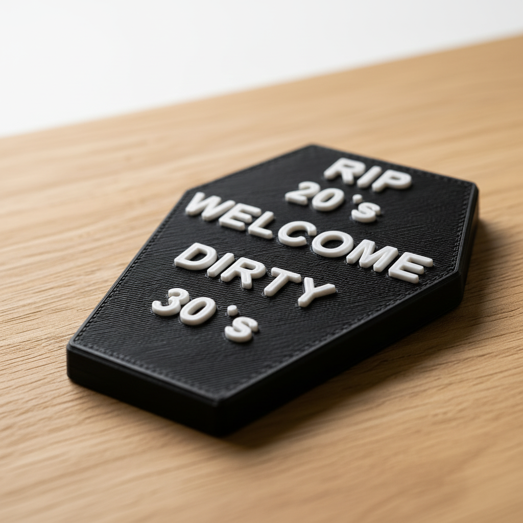 Kühlschrankmagnet „RIP 20’s – Welcome Dirty 30’s“ – Lustiges Geschenk zum 30. Geburtstag