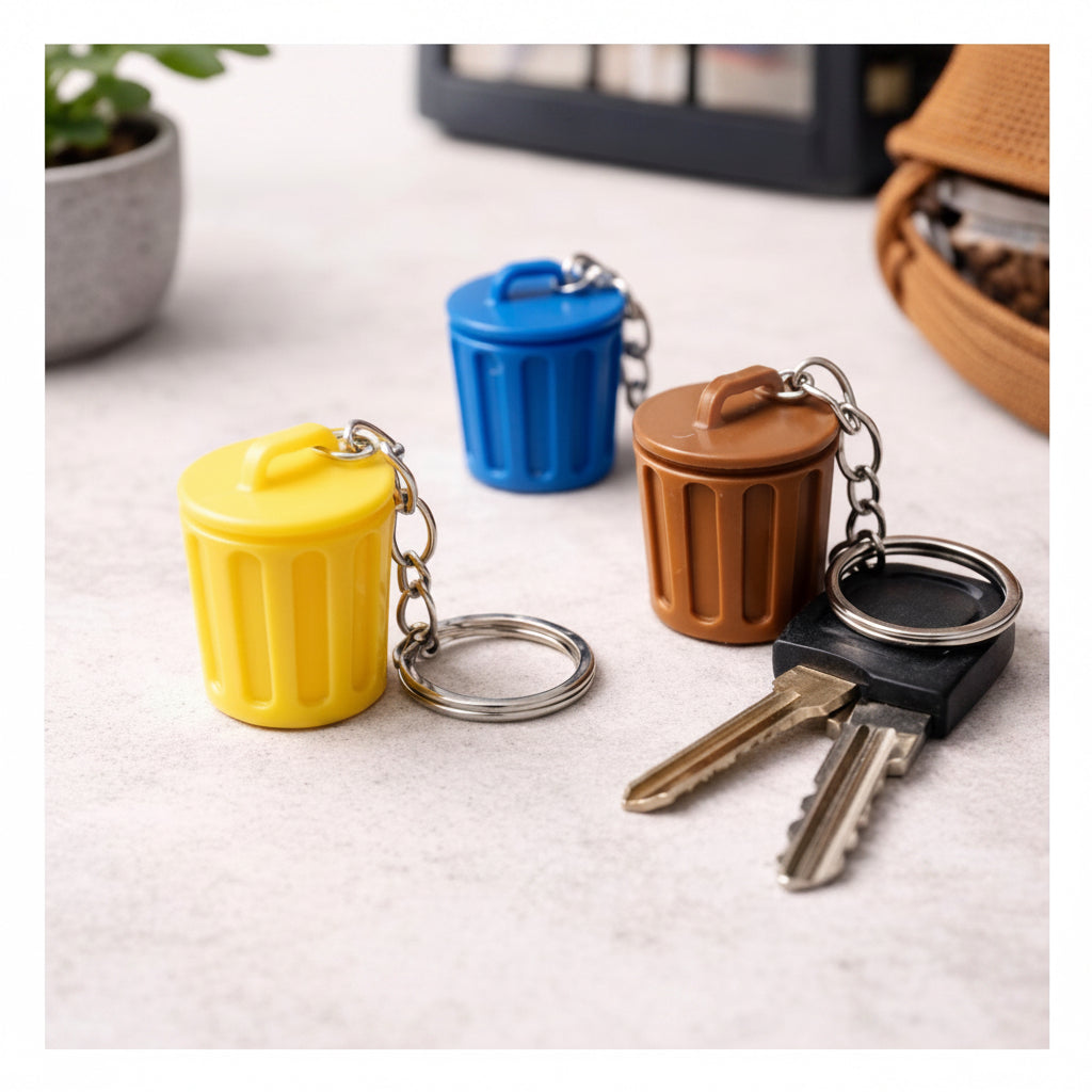 Schlüsselanhänger Mini-Mülleimer – Lustiges Geschenk & originelles Accessoire für den Schlüsselbund
