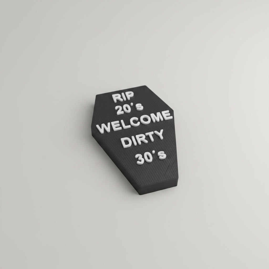 Kühlschrankmagnet „RIP 20’s – Welcome Dirty 30’s“ – Lustiges Geschenk zum 30. Geburtstag