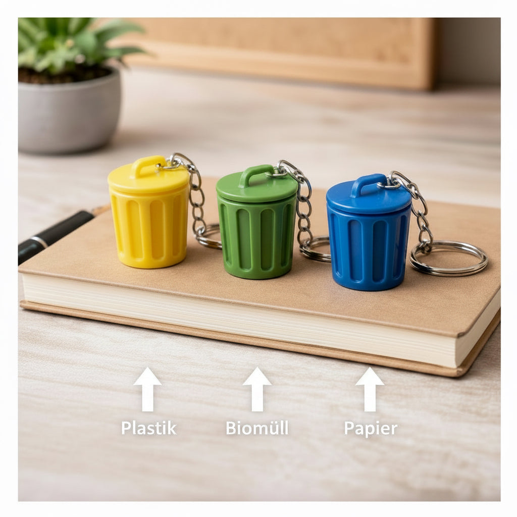 Schlüsselanhänger Mini-Mülleimer – Lustiges Geschenk & originelles Accessoire für den Schlüsselbund