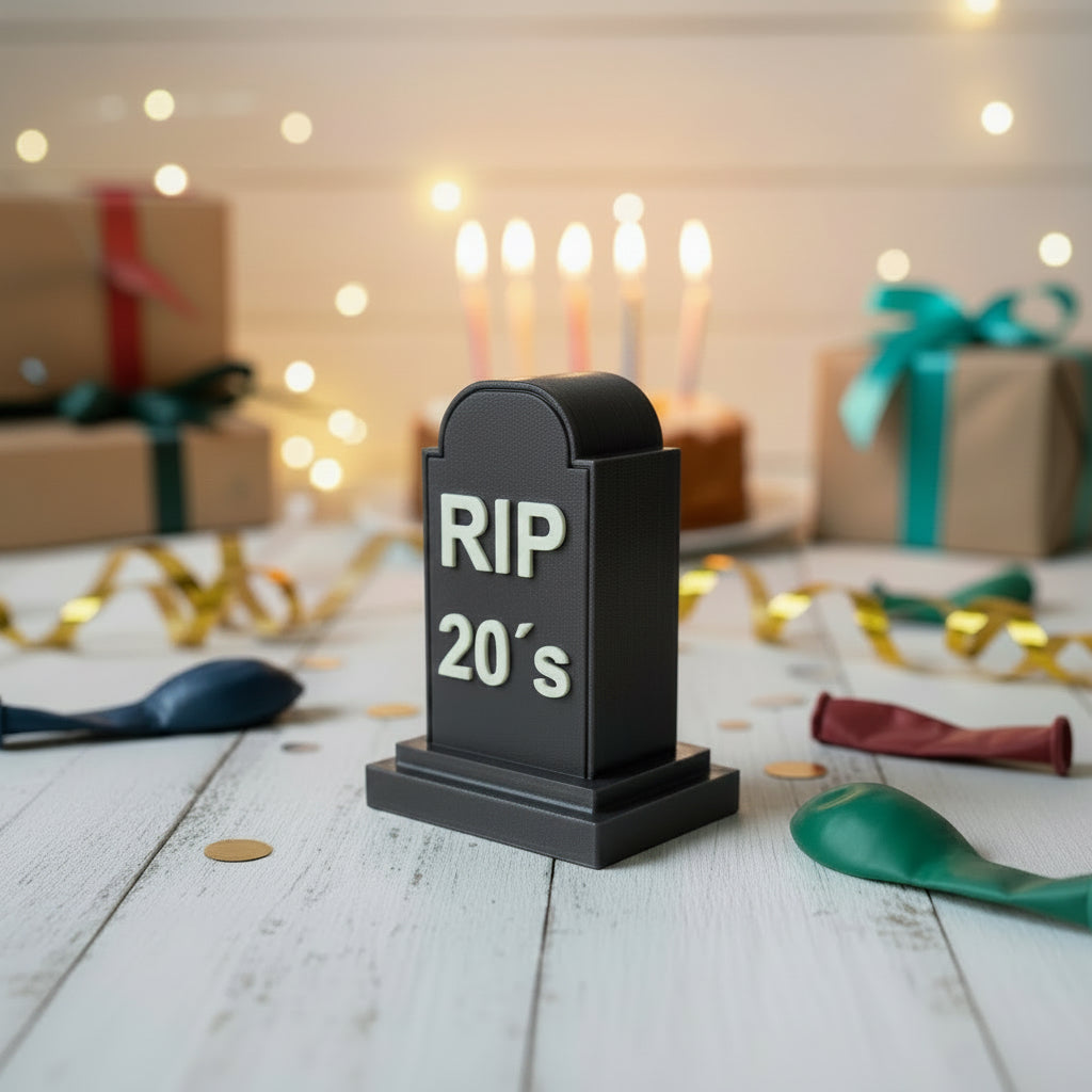Grabstein Geschenkbox „RIP 20’s“ – Lustiges Geldgeschenk zum 30. Geburtstag
