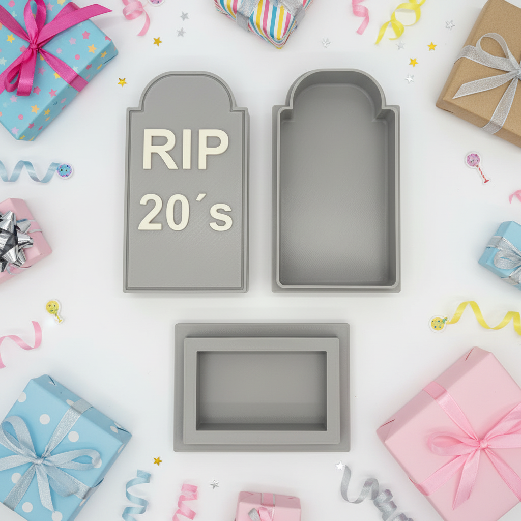 Grabstein Geschenkbox „RIP 20’s“ – Lustiges Geldgeschenk zum 30. Geburtstag